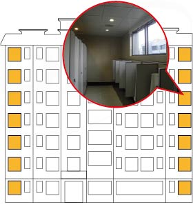 Numerous restrooms