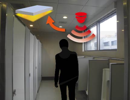 sensors - person comes, lights on; person leaves, lights off